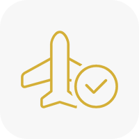 A yellow airplane with an arrow pointing to the right.